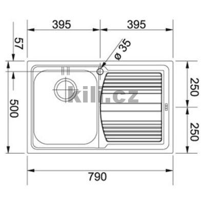 D�ez LLX 611 7 3 1/2" nerez, odkap�vac� plocha vlevo