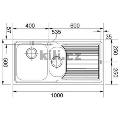 D�ez LLX 651 2 3 1/2" nerez, odkap�vac� plocha vpravo