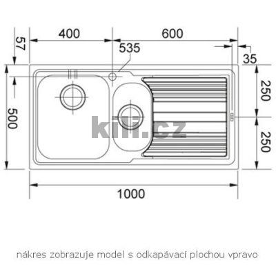 D�ez LLX 651 7 3 1/2" nerez, odkap�vac� plocha vlevo