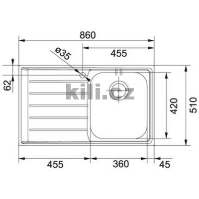 D�ez NEX 611 7 3 1/2" nerez, odkap�vac� plocha vlevo