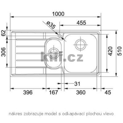 D�ez NEX 651 2 3 1/2" nerez, odkap�vac� plocha vpravo