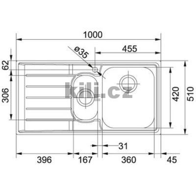 D�ez NEX 651 7 3 1/2" nerez, odkap�vac� plocha vlevo