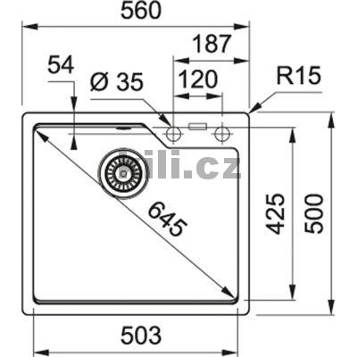 D�ez UBG 610-56, 3 1/2" b�l� led, bez odkapu, horn�