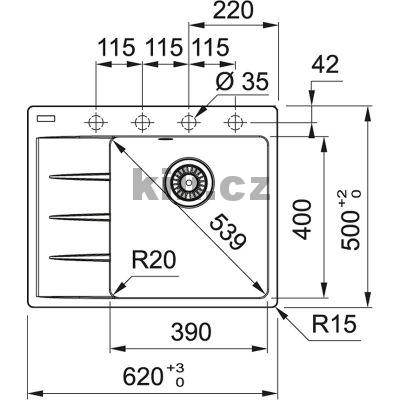 D�ez CNG 611-62 TL/7, 3 1/2" onyx, odkap vlevo, horn�