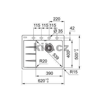 Set G223 d�ez CNG 611-62 TL/7 ka�m�r, odkap�vac� plocha vlevo + baterie FC 3055.424 ORBIT chrom/ka�m�r