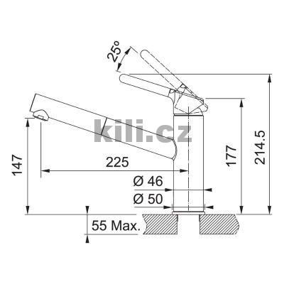 Set G219KA d�ez  CNG 611-78 TL/2 ka�m�r 3 1/2" odkap�vac� plocha vpravo + baterie FC 3055.424 ORBIT chrom/ka�m�r