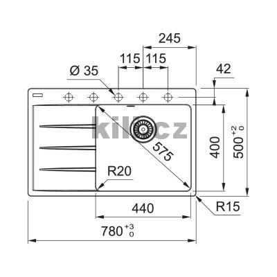Set G227KA d�ez CNG 611-78 TL/7 ka�m�r 3 1/2" odkap�vac� plocha vlevo + baterie FC 3055.424 ORBIT chrom/ka�m�r