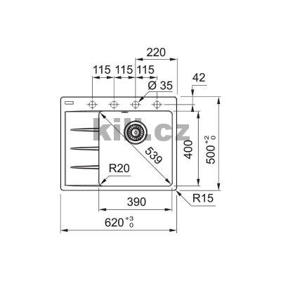 Set G248M� d�ez CNG 611-62 TL/7 matn� �ern�, odkap�vac� plocha vlevo + baterie FS 3230.031 LINA SMART chrom
