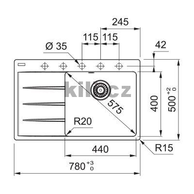 Set G251O d�ez  CNG 611-78 TL/2 onyx 3 1/2", odkap�vac� plocha vpravo + baterie FS 3230.031 LINA SMART chrom