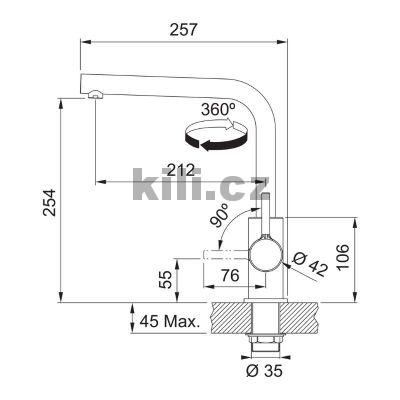 Set G251O d�ez  CNG 611-78 TL/2 onyx 3 1/2", odkap�vac� plocha vpravo + baterie FS 3230.031 LINA SMART chrom