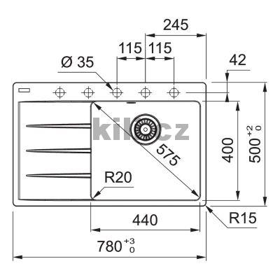 Set G271O d�ez CNG 611-78 TL/7 onyx, odkap�vac� plocha vlevo  + baterie FC 6018.071 Lina Onyx