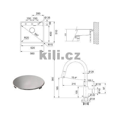 Set SETG296M�, d�ez MRG 610-52 RTL, 3 1/2" �ern� mat + baterie FC 6051.901 LINA �ern� mat
