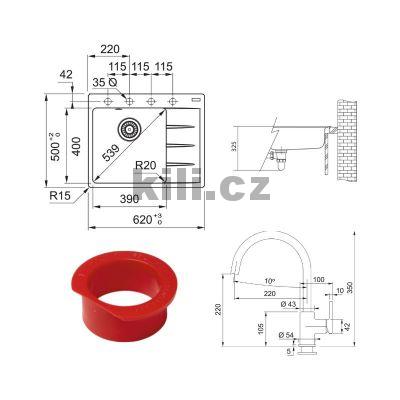 Set SETG270�B, d�ez CNG 611-62 TL/2, 3 1/2" �ed� b�idlice + baterie FC 6018.088 LINA �ed� b�idlice