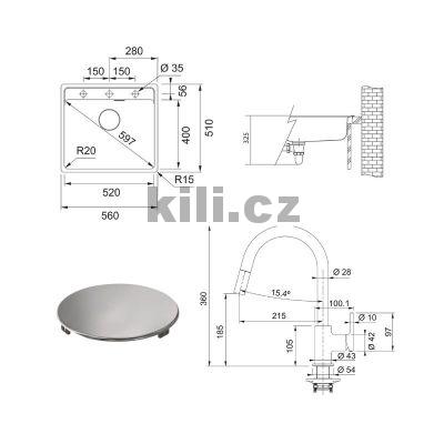 Set SETG296�B, d�ez MRG 610-52 RTL, 3 1/2" �ed� b�idlice + baterie FC 6051.088 LINA �ed� b�idlice