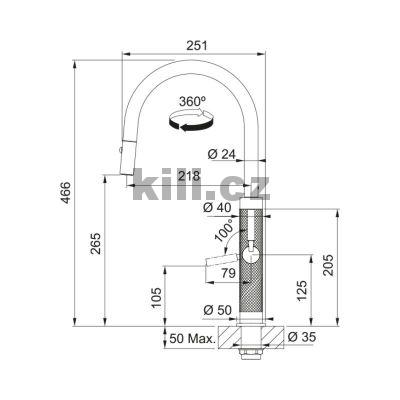 Baterie FG 1554.503 MYTHOS MASTERPIECE, celonerez antracit, sprcha/proud