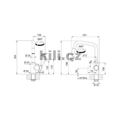 Baterie FS 2848.031 LINA, chrom, s vytahovac� koncovkou