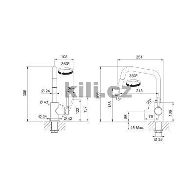 Baterie FS 2848.901 LINA, matn� �ern�, s vytahovac� koncovkou