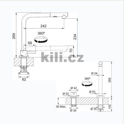 Baterie FC 3137.501 MYTHOS WINDOW celonerez s vytahovac� koncovkou se sprchou, pod okno