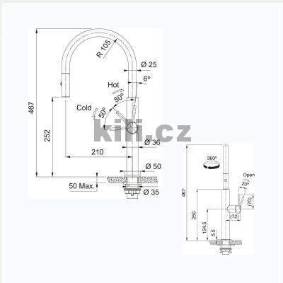 Baterie FC 4169.505 PESCARA celonerez, m�d�n� s vytahovac� koncovkou se sprchou