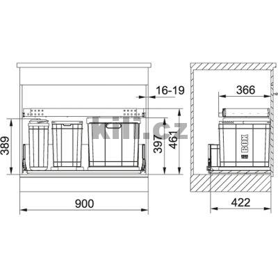 Odpadkov� ko� Sorter 350-90 Composta, k vlo�en�, 40l + 22l + 5,5l