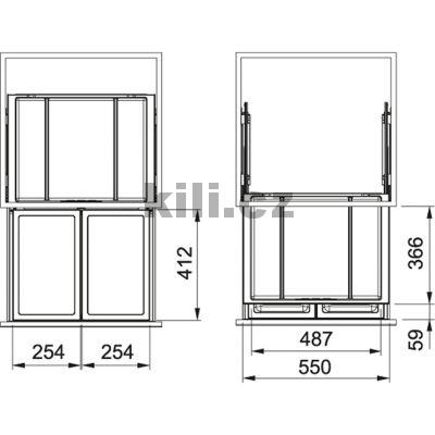 Odpadkov� ko� FX 60 26-26, plnov�suv s tlumen�m, na dv��ka, 2x26l