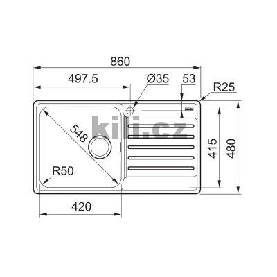 D�ez BCX 211-86/2, 3 1/2" nerez, odkap vpravo, horn�