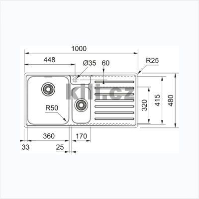D�ez BCX 251/2, 3 1/2" nerez, odkap vpravo, horn�