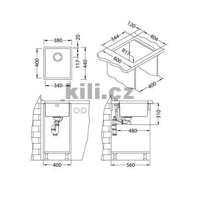 D�ez Kombino 20 3 1/2" nerez le�t�n�, spodn� mont�