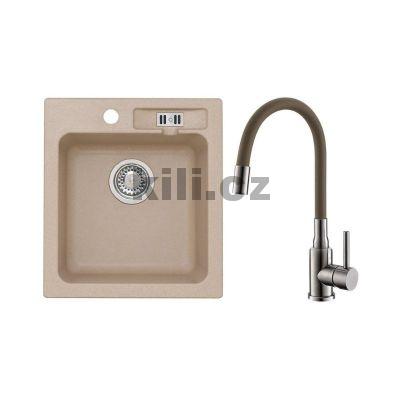 Set D�ez Victoria 20 3 1/2" Beige 55 + baterie Mintas b�ov�/kart��ovan� ocel