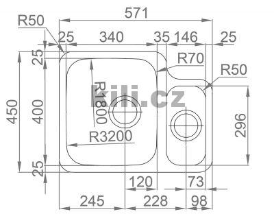 D�ez Duo 571.1, 3 1/2� nerez le�t�n�, odkap vlevo, odkap vlevo, spodn�