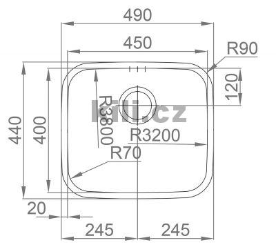 D�ez Laguna 490, 3 1/2� nerez le�t�n�, bez odkapu, s ploch�m okrajem/spodn�
