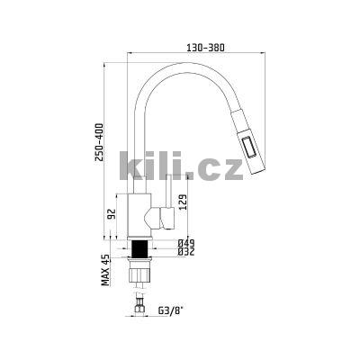 Baterie Elasta S nerez �ed�, sprcha/proud