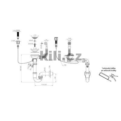 Sifon 3 1/2" pro granitov� d�ezy s �sporou m�sta s excentrick�m ovlada�em (clic-clac)