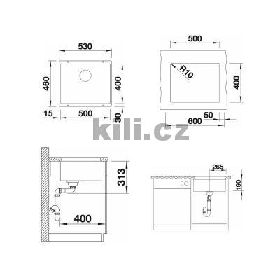 D�ez Subline 500-U 3 1/2" antracit, spodn�