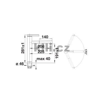Baterie Linee - S �ed� vulk�n/chrom se sprchou
