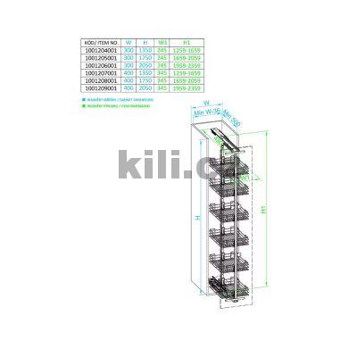 Potravinov� sk��� Wireli Komfort, 4 ko�e, 300 mm, dr�t�n�, chrom, 1001204001