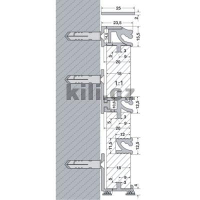 N�st�nn� syst�m - Li�ta horn� typ B, K0702 - 3500 mm
