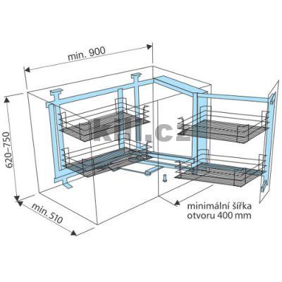 Slep� roh KOMFORT s tlumen�m dov�en�m, dr�t�n� dno, prav�, chrom 1002994001