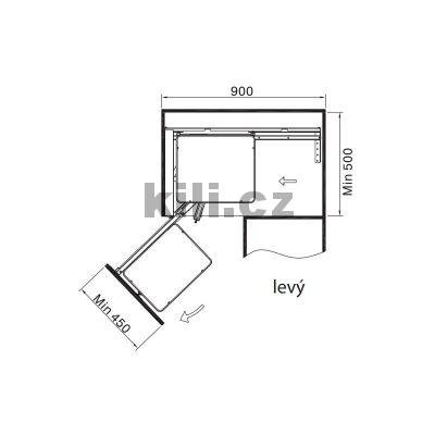 Slep� roh KOMFORT s tlumen�m dov�en�m, dr�t�n� dno, lev�, chrom, 1002319001