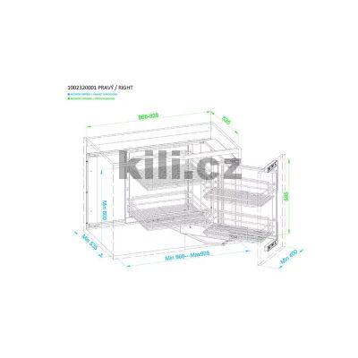 Slep� roh KOMFORT s tlumen�m dov�en�m, dr�t�n� dno, prav�, chrom 1002320001