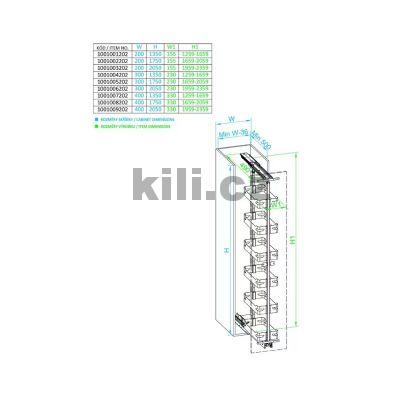 Potravinov� sk��� WIRELI Style, 5 ko��, 400 mm, antracit, 1001008202