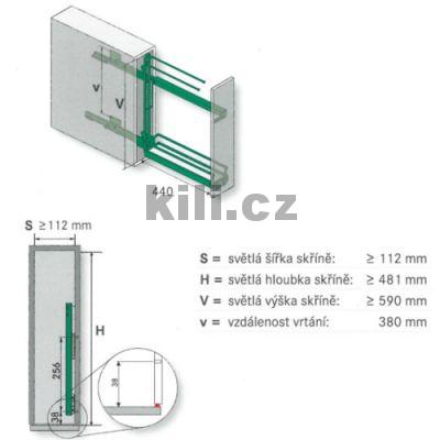 Plnov�suvn� dvojko� STYLE s dr��kem na ut�rky, prav�, chrom