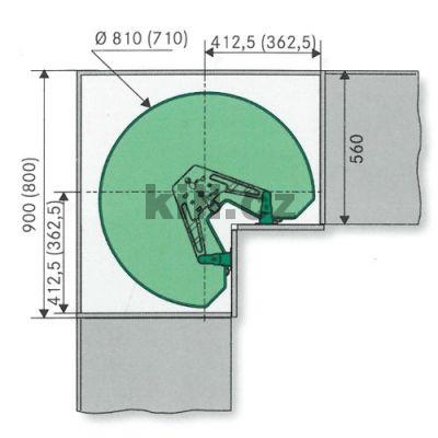 Oto�n� ko� REVO 90� Arena CLASSIC 900 mm, chrom/b�l�