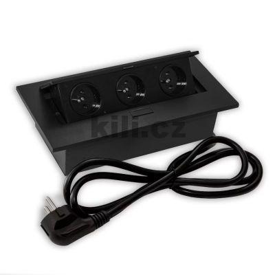 V�ce informac� o v�robku Elektro z�suvka v�klopn� �ern� - 3x z�suvka, s kabelem 3204029120