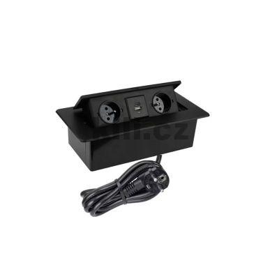 Elektro z�suvka v�klopn� KOMBI BOX �ern� 2x z�suvka+1x USB-A+1x USB-C, 3204094120