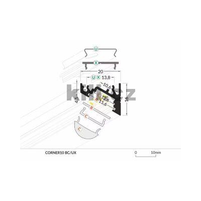 Li�ta pro LED WIRELI CORNER10 hlin�k, �hlov� 30/60�, 3m 3202142120