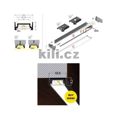Li�ta pro LED WIRELI SURFACE10.v2 BC/U �ern� elox, 2m, 3209623120
