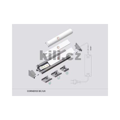 Li�ta pro LED Wireli Corner10 �ern� elox, �hlov� 30/60�, 4m 3209136120