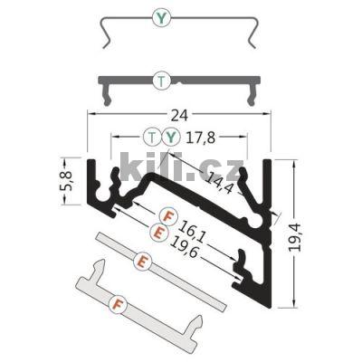 Li�ta pro LED WIRELI CORNER14 �ern� anoda, �hlov� 30/60� max 2m, 3209236120