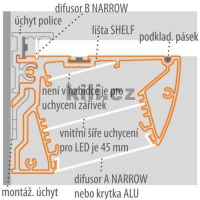 Li�ta pro LED WIRELI p�sovina P50 chladic�, hlin�k surov�, max 2m, 3209022120